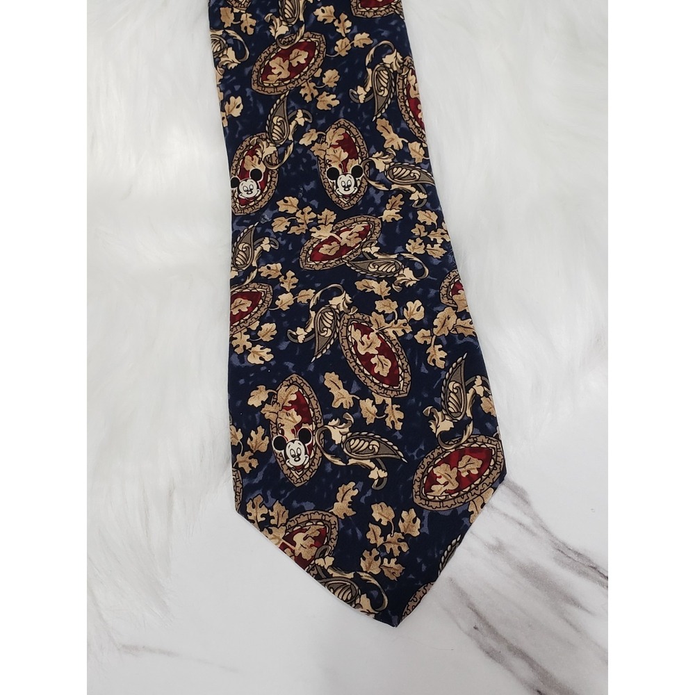 Vintage 90s MICKEY MOUSE paisley mens tie necktie fall autumn navy blue maroon